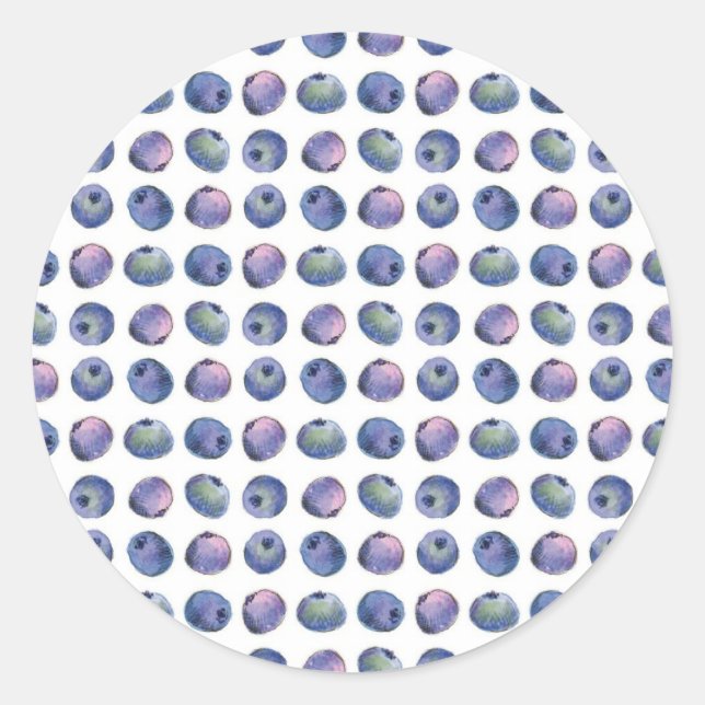 Sticker Rond Aquarelle de bleuet Fruit Illustration géométrique (Devant)