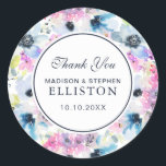 Sticker Rond Aquarelle de bouquet floral | MERCI<br><div class="desc">Cette motif d'aquarelle fleurie est composée de fleurs colorées sur un arrière - plan blanc. | © et ® Bigstock® - Tous droits réservés.</div>