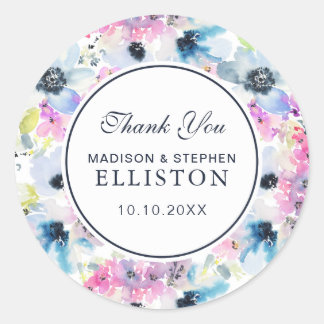 Sticker Rond Aquarelle de bouquet floral | MERCI