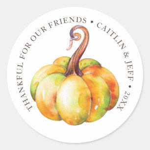 Sticker Rond Aquarelle de citrouille personnalisée par