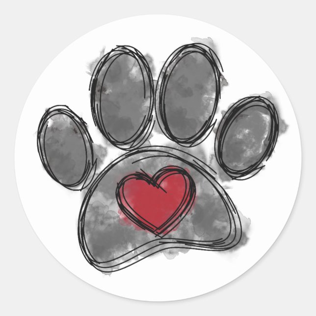 Sticker Rond Aquarelle de dessin Amoureux des chiens (Devant)