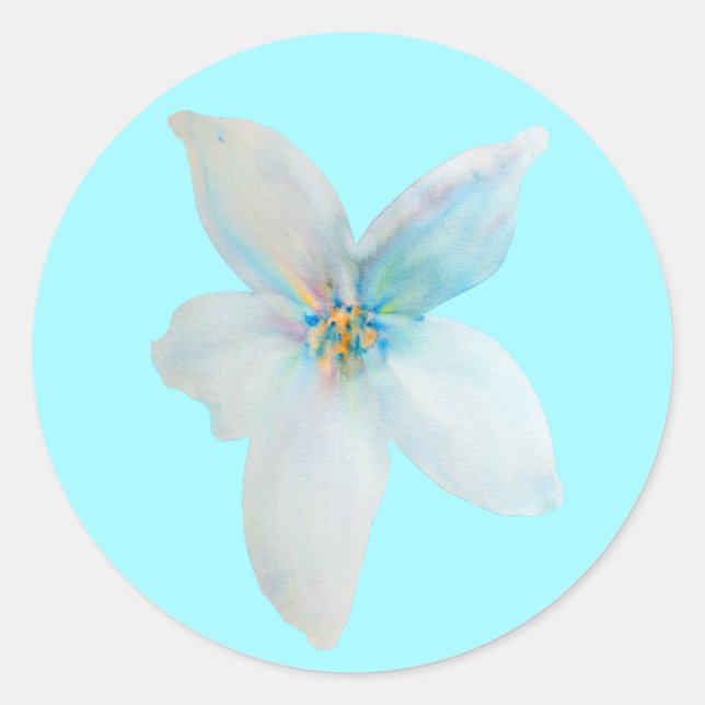 Sticker Rond Aquarelle de fleur pastel blanc (Devant)
