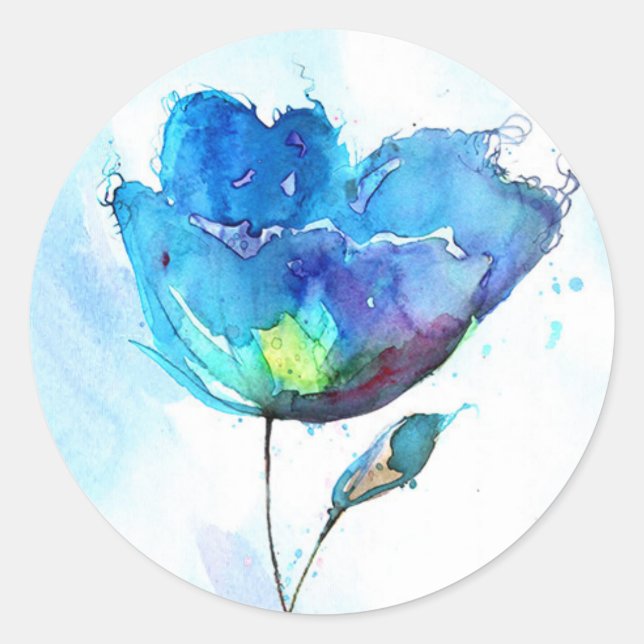 Sticker Rond Aquarelle de fleurs (Devant)