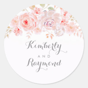 Sticker Rond Aquarelle de fleurs roses