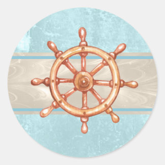 Sticker Rond Aquarelle de la roue de la barre de bateau ID385