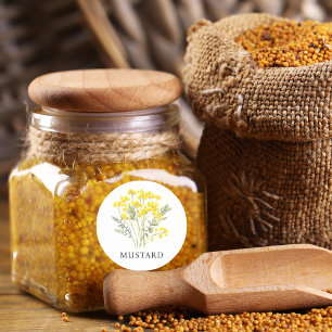 Sticker Rond Aquarelle de moutarde d'herbe