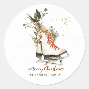 Sticker Rond Aquarelle de Noël Bohème à la végétation vintage