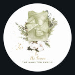 Sticker Rond Aquarelle de Noël de la famille vintage de Bohême<br><div class="desc">Ce Noël sera un peu plus brillant avec ces autocollants de saison de Noël modernes et vintages de la collection Vintage Christmas Boho ci-dessus.</div>