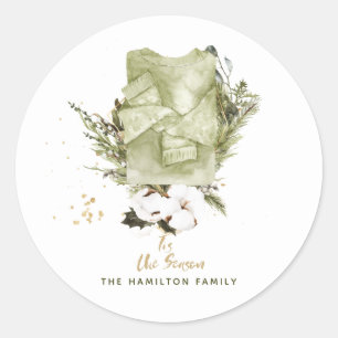 Sticker Rond Aquarelle de Noël de la famille vintage de Bohême