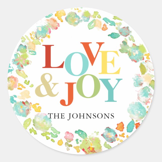 Sticker Rond Aquarelle de Noël PixDezine Wreath Abstraite (Devant)