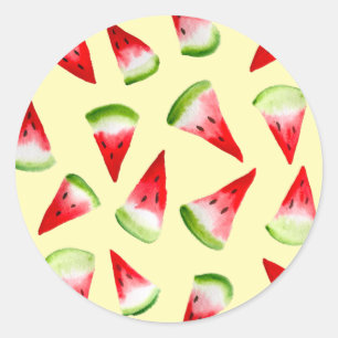 Sticker Rond Aquarelle de pastèque fruit mignon