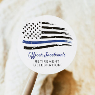 Sticker Rond Aquarelle de police mince ligne bleue Drapeau de r