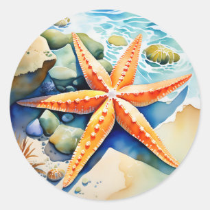 Sticker Rond Aquarelle de sérénité Starfish