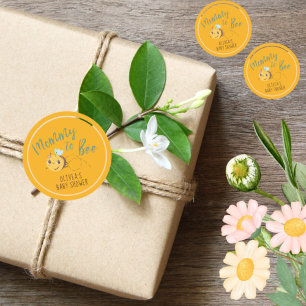 Sticker Rond Aquarelle de sexe neutre Mommy to Bee baby shower