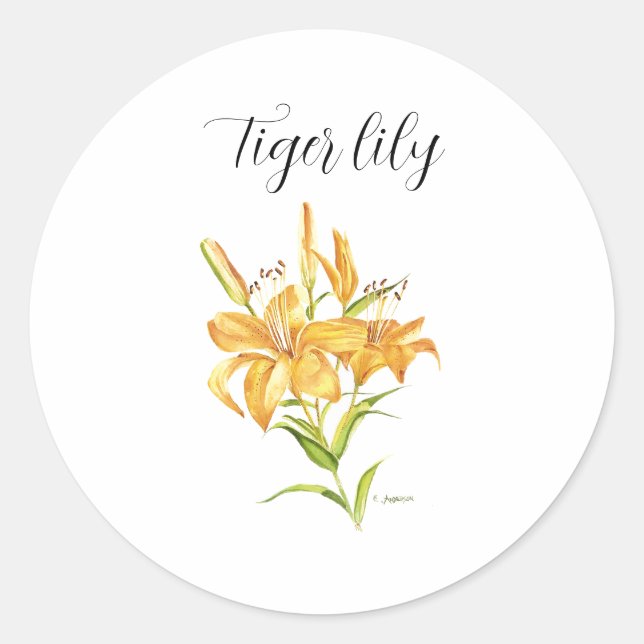 Sticker Rond Aquarelle de tigre jaune (Devant)
