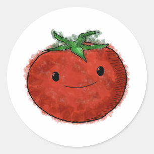 Sticker Rond Aquarelle de tomate mignonne