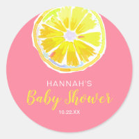 Aquarelle de tranche de citron Baby shower rose