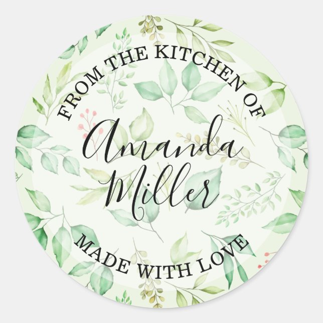 Sticker Rond Aquarelle de verdure DE LA CUISINE (Devant)