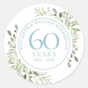 Sticker Rond Aquarelle de verdure pour le 60e anniversaire