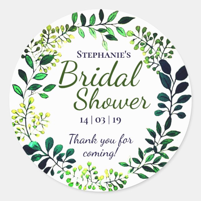 Sticker Rond Aquarelle de verdure | Remerciements pour une douc (Devant)