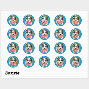 Sticker Rond Aquarelle de visage de chien mignon