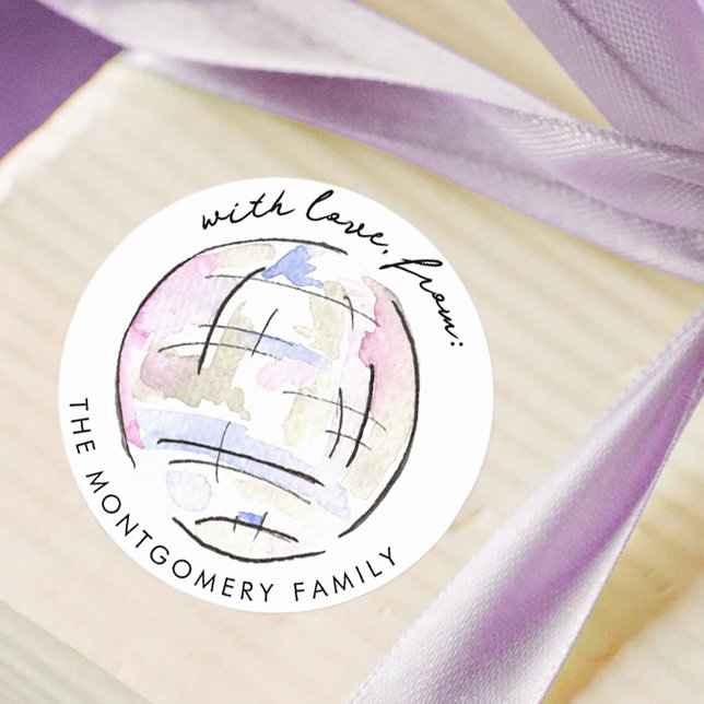 Sticker Rond Aquarelle Disco Ball personnalisée (Disco Ball Watercolor Personalized Classic Round Sticker Gift Tag)
