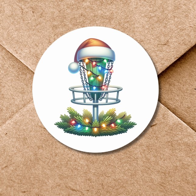 Sticker Rond Aquarelle Disque Golf Thème Noël (Créateur téléchargé)