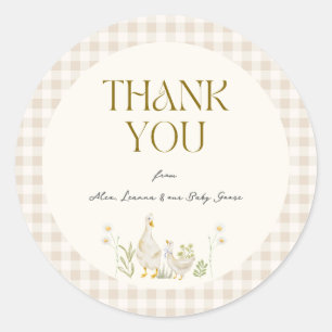 Sticker Rond Aquarelle d'oie soie Baby shower neutre pour le ge