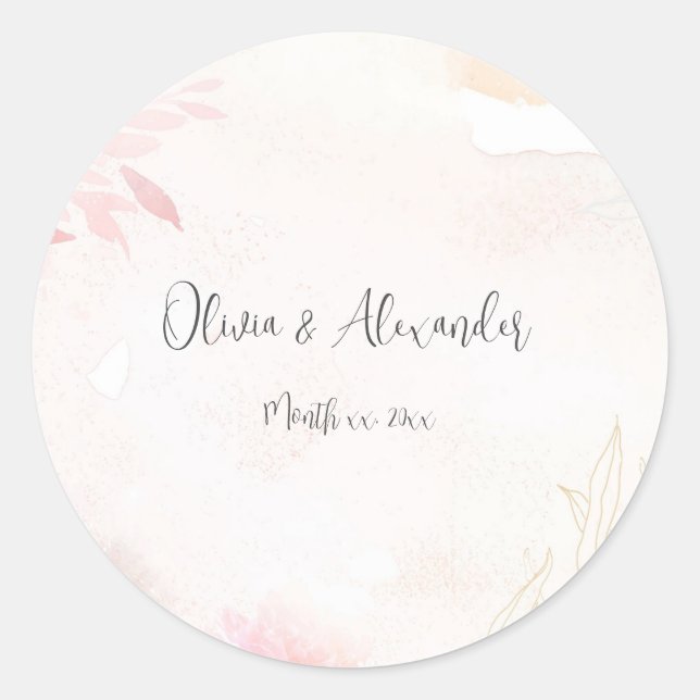 Sticker Rond Aquarelle douce Blush FlorMariage (Devant)