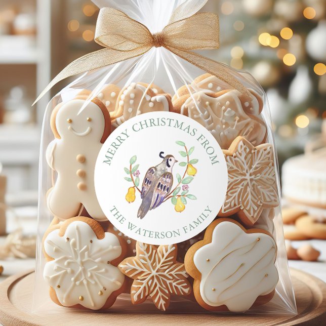 Sticker Rond Aquarelle Douze Jours du cadeau de Noël (Créateur téléchargé)