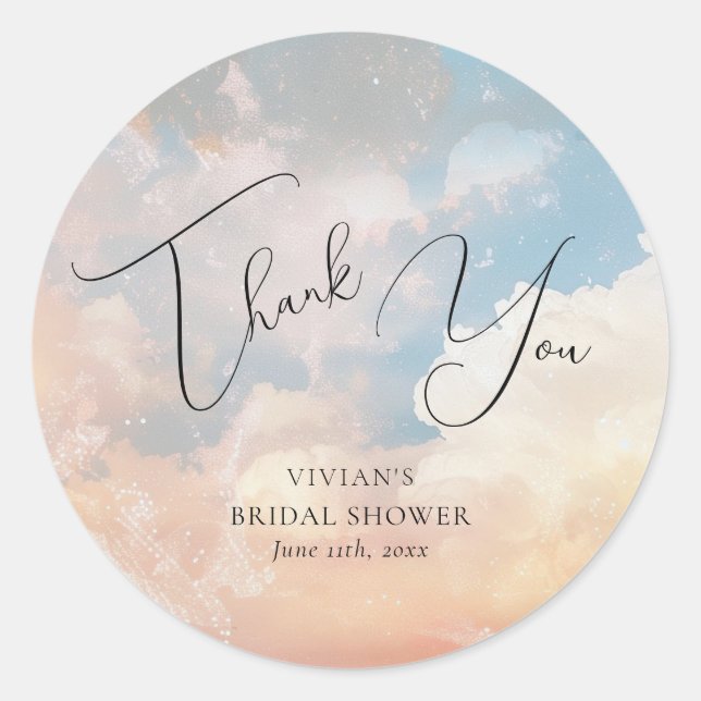 Sticker Rond Aquarelle Dreamy Sunset Cloud 9 Merci (Devant)