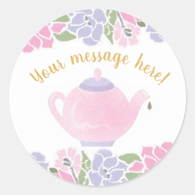 Sticker Rond Aquarelle du Baby shower à thé (Devant)