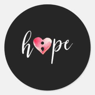 Sticker Rond Aquarelle du coeur de Semicolon Hope - Prix du sui