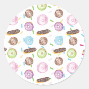 Sticker Rond Aquarelle Eclair Donuts Fun Whimiscal Sweet