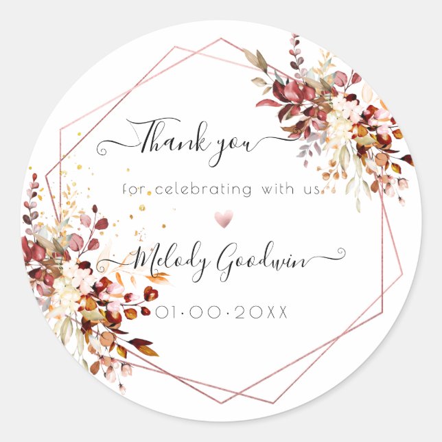 Sticker Rond Aquarelle Élégant Eucalyptus de remerciement d'aut (Devant)