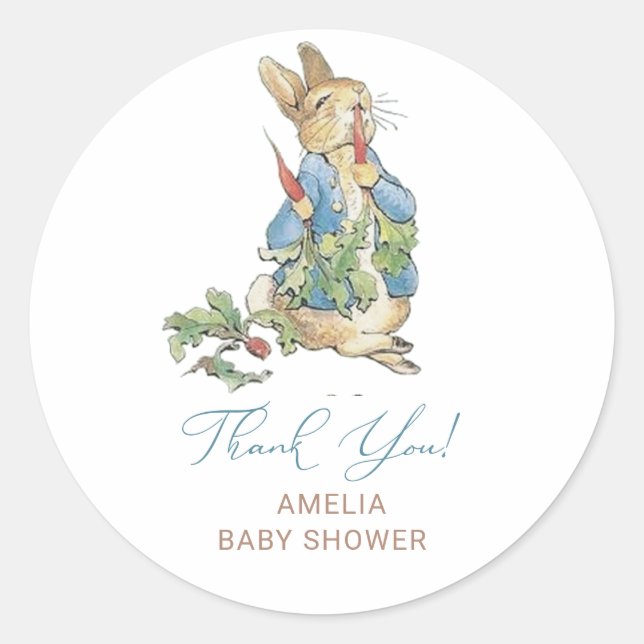 Sticker Rond Aquarelle élégant Fleur sauvage Peter Rabbit Stick (Devant)