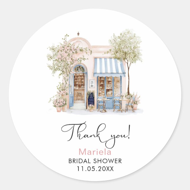 Sticker Rond Aquarelle Élégante Elle a Dit Oui Fleurs Roses Bri (Devant)