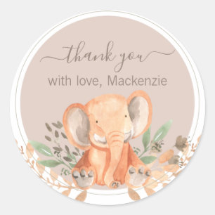 Sticker Rond Aquarelle Elephant Boho Safari