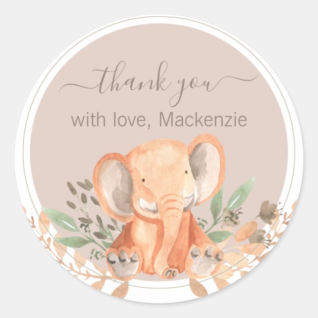 Sticker Rond Aquarelle Elephant Boho Safari (Devant)