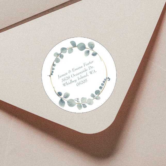 Sticker Rond Aquarelle Enveloppe florale Adresse Sceau (Créateur téléchargé)