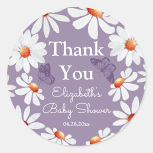 Sticker Rond Aquarelle et Baby shower papillon