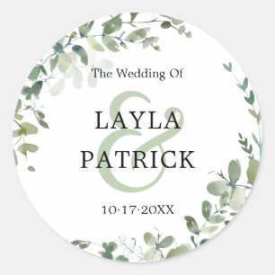 Sticker Rond Aquarelle Eucalyptus Mariage de verdure