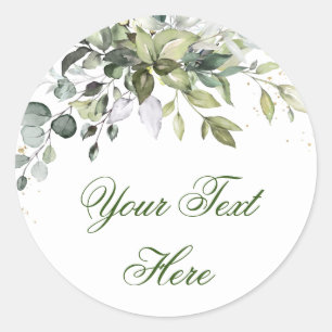 Sticker Rond Aquarelle Eucalyptus Merci Mariage vert