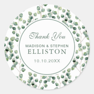Sticker Rond Aquarelle Eucalyptus Motif feuille MERCI