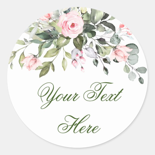 Sticker Rond Aquarelle Eucalyptus Roses Roses Roses Roses Roses (Devant)