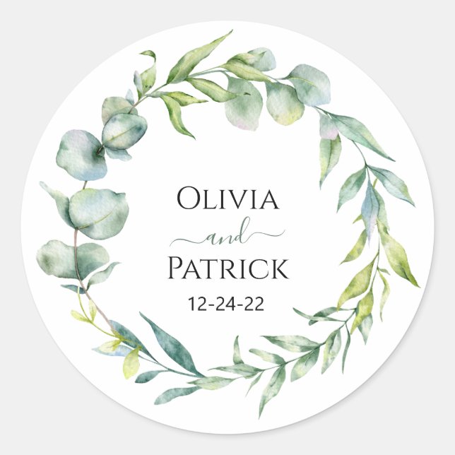 Sticker Rond aquarelle eucalyptus vert menthe (Devant)