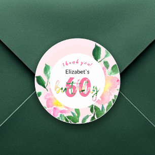 Sticker Rond Aquarelle exotique rose d'été