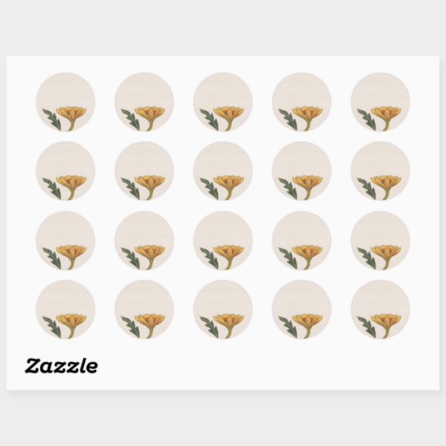 Sticker Rond Aquarelle Fleur de thé Faecore (Feuille)