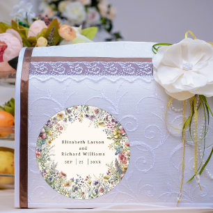 Sticker Rond Aquarelle fleurie Fleur sauvage couleur budget