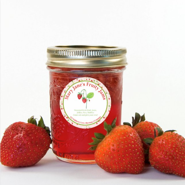 Sticker Rond Aquarelle Fleurs de fraises Marché agricole (Créateur téléchargé)